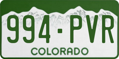 CO license plate 994PVR
