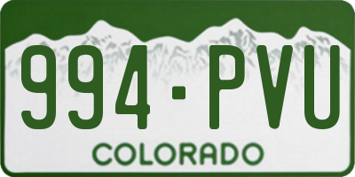 CO license plate 994PVU