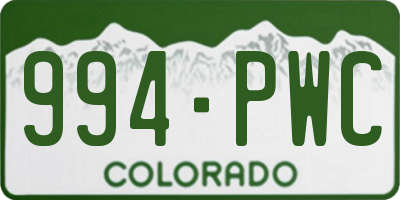 CO license plate 994PWC