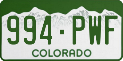CO license plate 994PWF