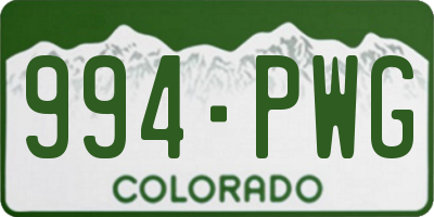 CO license plate 994PWG