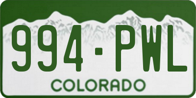 CO license plate 994PWL