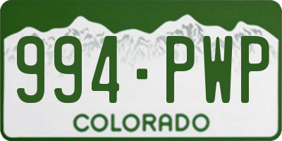 CO license plate 994PWP