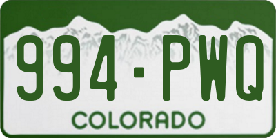 CO license plate 994PWQ
