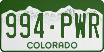 CO license plate 994PWR