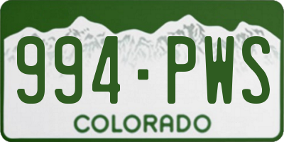 CO license plate 994PWS
