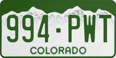 CO license plate 994PWT