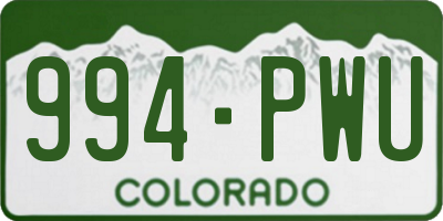 CO license plate 994PWU