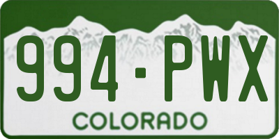CO license plate 994PWX
