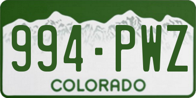 CO license plate 994PWZ