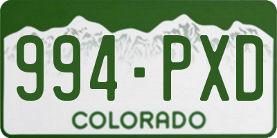 CO license plate 994PXD