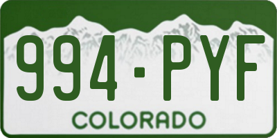 CO license plate 994PYF