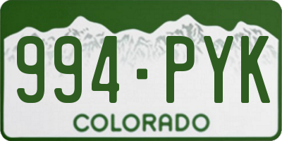 CO license plate 994PYK