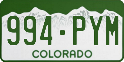 CO license plate 994PYM