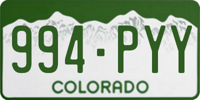 CO license plate 994PYY