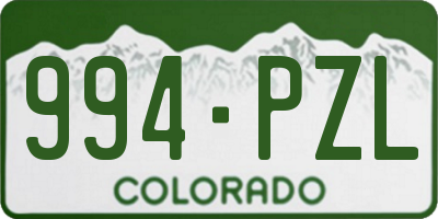 CO license plate 994PZL