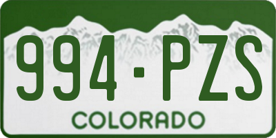 CO license plate 994PZS