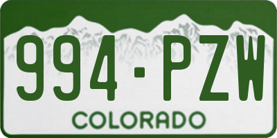 CO license plate 994PZW