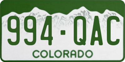 CO license plate 994QAC