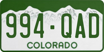 CO license plate 994QAD