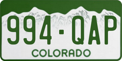 CO license plate 994QAP