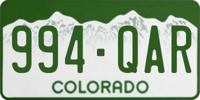 CO license plate 994QAR