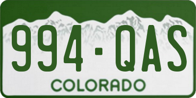 CO license plate 994QAS
