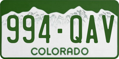CO license plate 994QAV