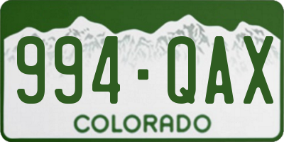 CO license plate 994QAX