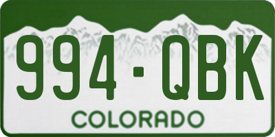 CO license plate 994QBK