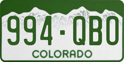 CO license plate 994QBO