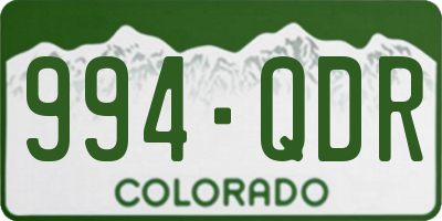 CO license plate 994QDR
