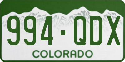 CO license plate 994QDX