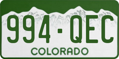CO license plate 994QEC