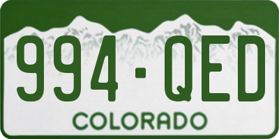 CO license plate 994QED