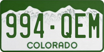 CO license plate 994QEM