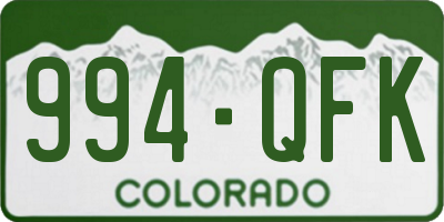 CO license plate 994QFK