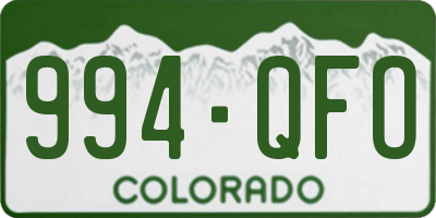 CO license plate 994QFO