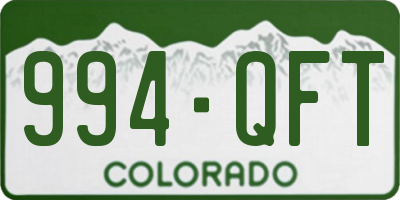 CO license plate 994QFT