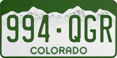 CO license plate 994QGR