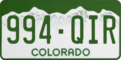 CO license plate 994QIR