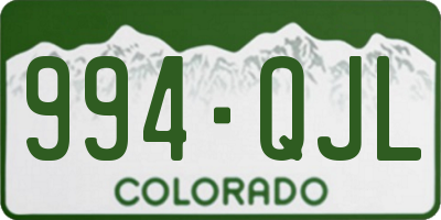 CO license plate 994QJL