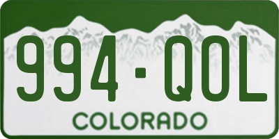 CO license plate 994QOL