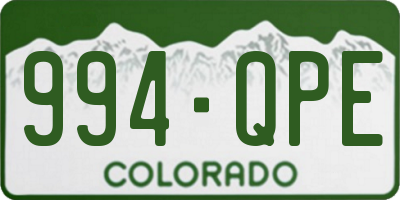 CO license plate 994QPE