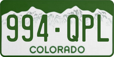 CO license plate 994QPL