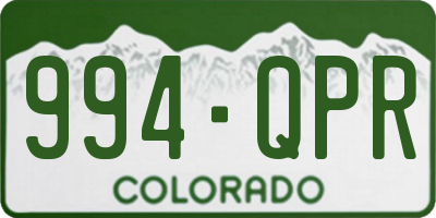 CO license plate 994QPR