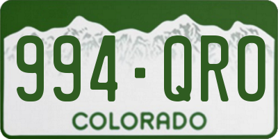 CO license plate 994QRO