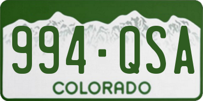 CO license plate 994QSA