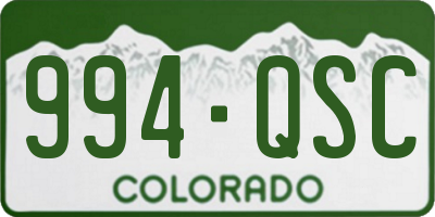 CO license plate 994QSC