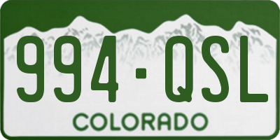 CO license plate 994QSL